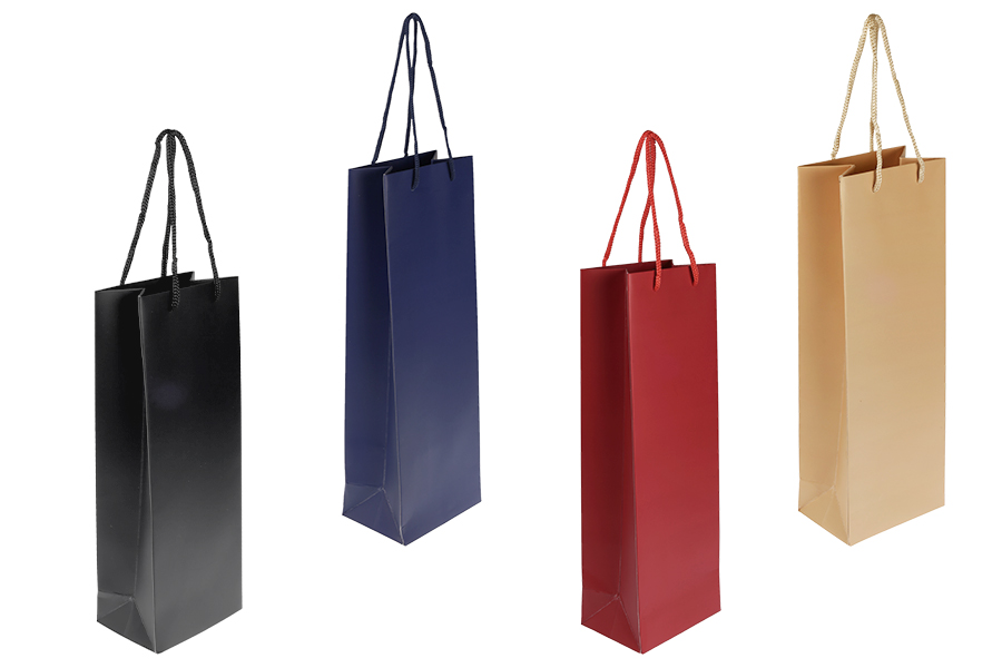 Хартиени торбички (250gsm) за бутилки вино 120x85x360 мм - 12 бр.-изображение_продукт