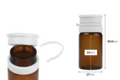 Стъклено бурканче 15 мл (прозрачен или карамелен цвят) с бяла предпазна капачка (PP24) за лекарства и хомеопатични продукти-изображение_размери