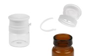 Стъклено бурканче 5 мл в прозрачен или карамелен цвят с бяла предпазна капачка (PP24) за лекарства и хомеопатични продукти-изображение_продукт