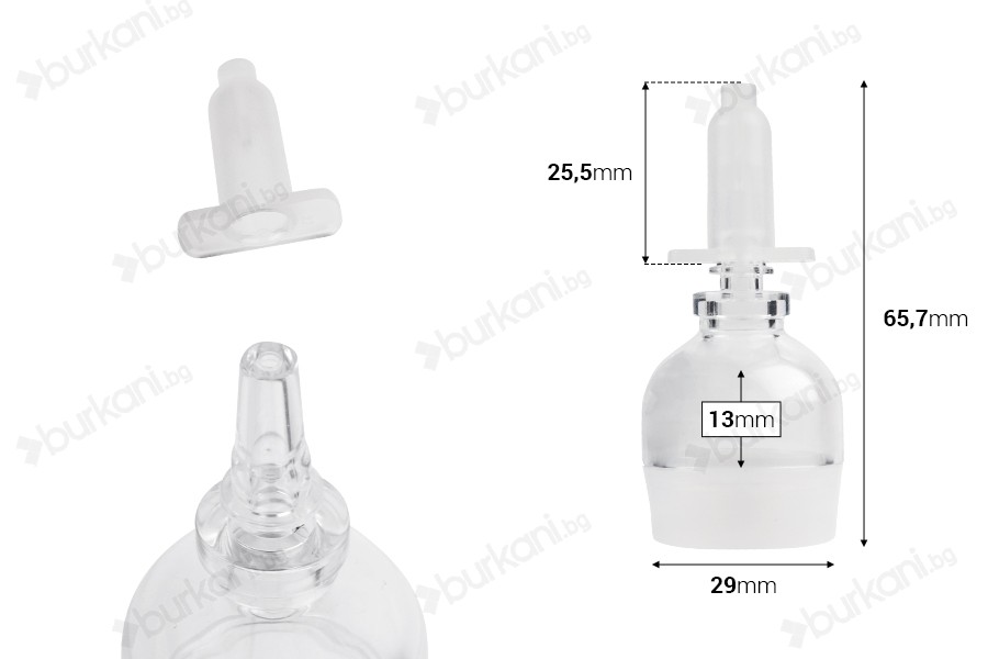 Прозрачен флакон 5 ml за еднократна употреба с капачка-изображение_размери