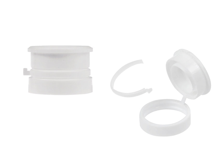 Пластмасова бяла предпазна капачка ΠΠ 24 с шракване за лекарства или хомеопатични продукти -изображение_продукт