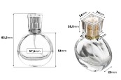 Стъклена прозрачна бутилка за парфюм 25 мл със спрей и капачка-изображение_размери