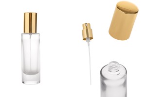 Стъклена прозрачна бутилка 30 мл с алуминиев спрей и капачка-изображение_продукт