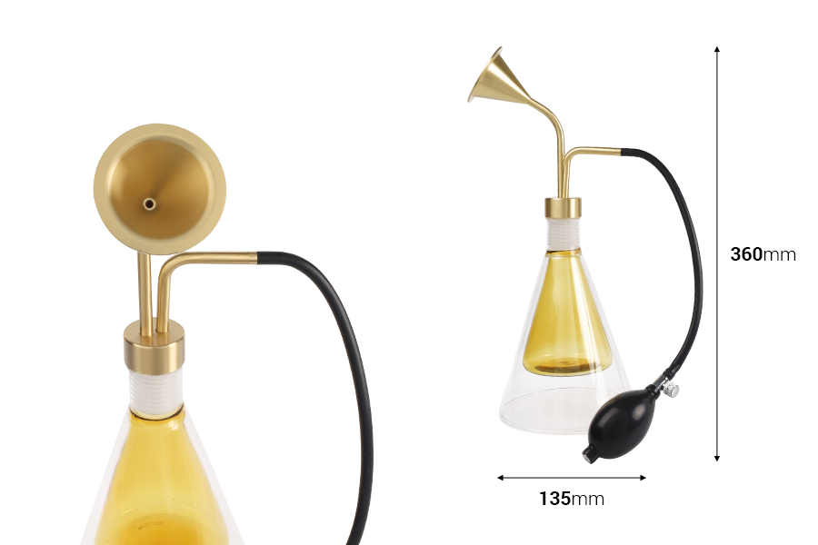 Стъклен съд 300 мл  (бутилка) за парфюм с черен винтидж спрей помпа-изображение_размери