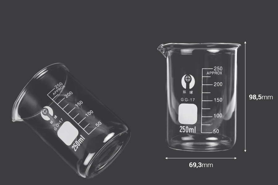 Стъклена цилиндрична чаша 250 мл-изображение_размери