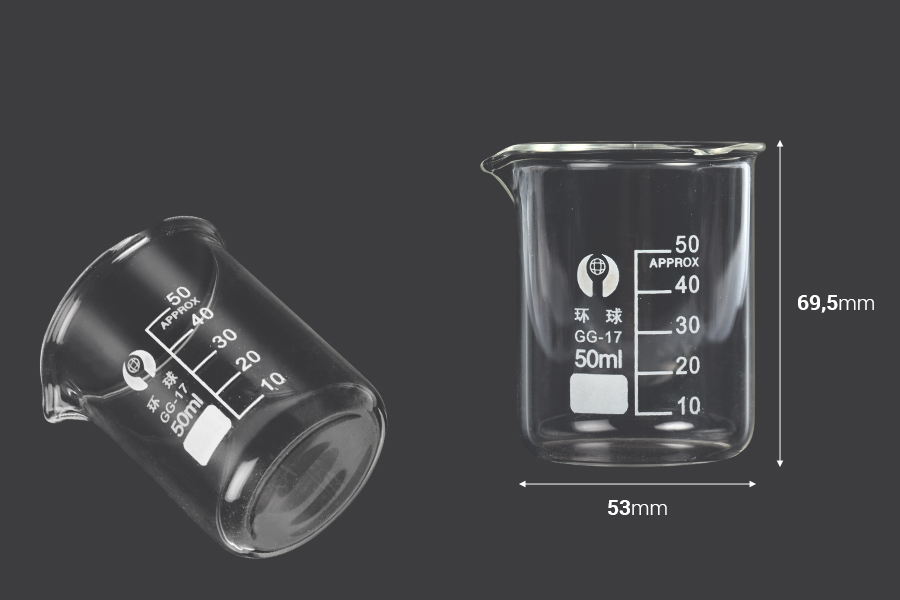 Стъклена цилиндрична чаша 50 мл-изображение_размери