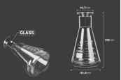 Стъклена мерителна конична колба 250 ml -изображение_размери