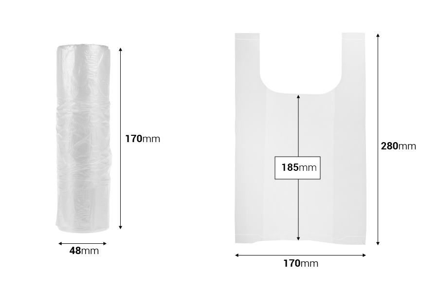 Пластмасова прозрачна торбичка 170x280 мм - 100 броя на ролка Пластмасова прозрачна торбичка 170x280 мм - 100 броя на ролка-изображение_размери