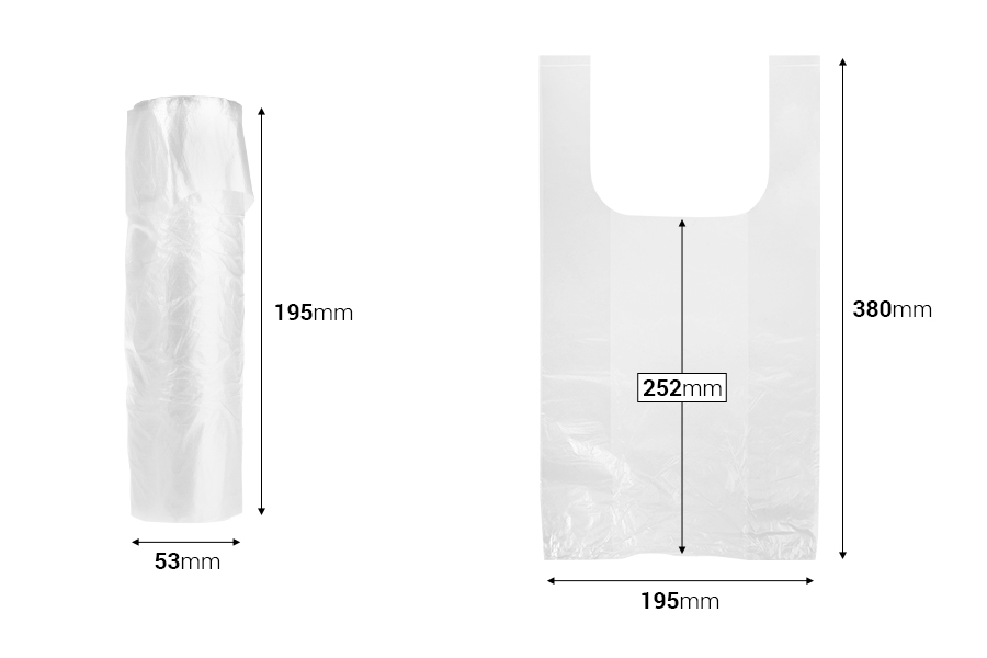 Пластмасова прозрачна торбичка 195x380 мм - 100 броя на ролка Пластмасова прозрачна торбичка 195x380 мм - 100 броя на ролка-изображение_размери