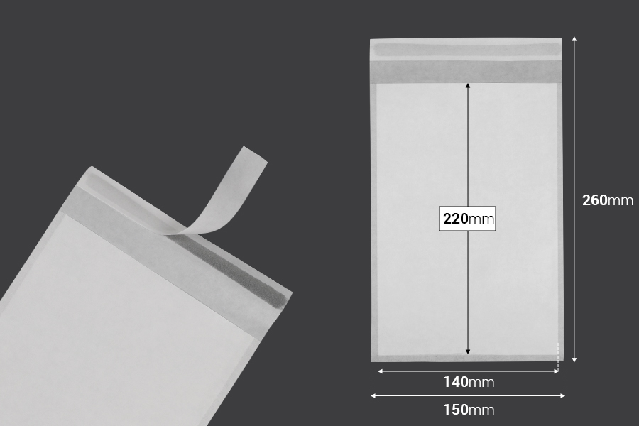 Самозалепващи се хартиени пликове с размер  150x220 мм - 100 бр.-изображение_размери