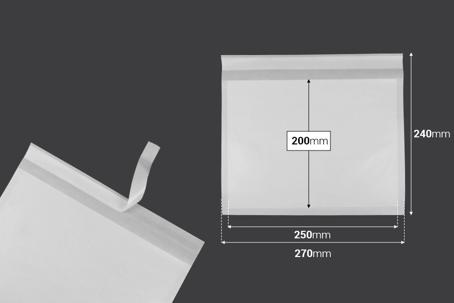 Хартиени самозалепващи се торбички с размер 270x200 мм - 100 бр. Хартиени самозалепващи се торбички с размер 270x200 мм - 100 бр.-изображение_размери