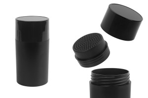 Черна пластмасова бутилка 15 мл (44x85 мм) с капачка с дупки за прахообразни продукти-изображение_продукт