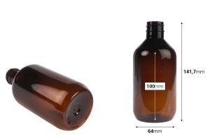 Пластмасова цилиндрична ΠΕΤ бутилка 300 мл кехлибарен или маслиленозелен цвят (28/410)-изображение_размери