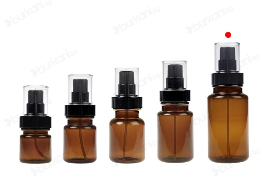 Пластмасова цилиндрична карамелена бутилка 160 мл с черен спрей и прозрачна капачка-изображение_група