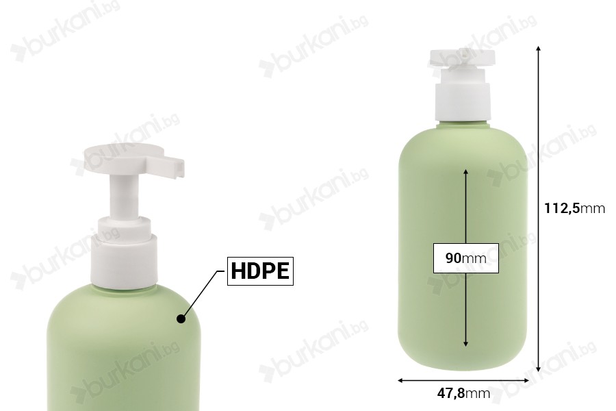 Пластмасова бутилка (HDPE) 300 мл с помпа за шампоан - душ гел и лосион-изображение_размери