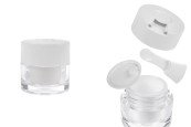 Акрилен пластмасов буркан 30 мл с бяла капачка, шпатула и пластмасово уплътнение-изображение_продукт