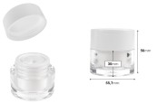Акрилен пластмасов буркан 30 мл с бяла капачка, шпатула и пластмасово уплътнение-изображение_размери