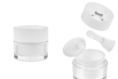 Акрилен пластмасов буркан 50 мл с бяла капачка, шпатула и пластмасово уплътнение-изображение_продукт