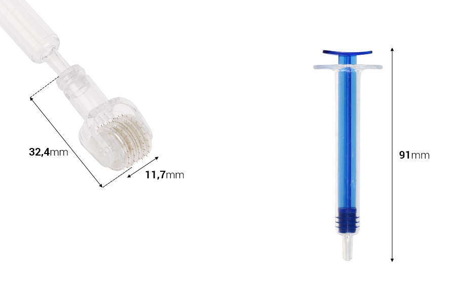 Спринцовка - roller 3 ml с глава 0,25 мм за нанасяне на серум върху лице и коса-изображение_размери