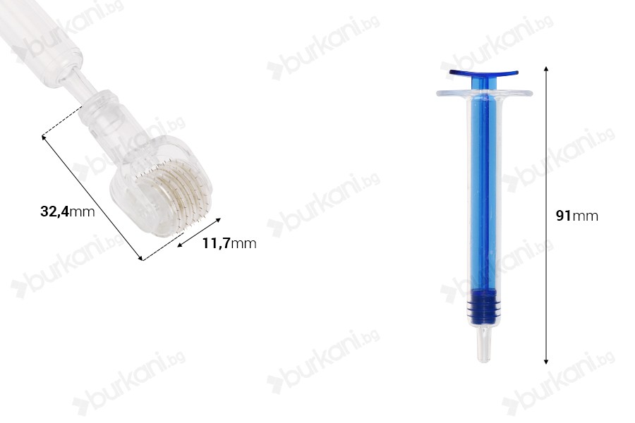 Спринцовка - roller 3 ml с глава 0,25 мм за нанасяне на серум върху лице и коса-изображение_размери