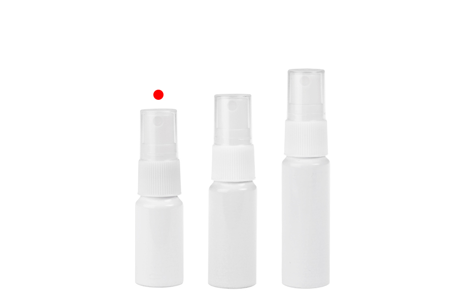 Бяла алуминиева бутилка 5 мл с бял пластмасов спрей пулверизатор -изображение_група