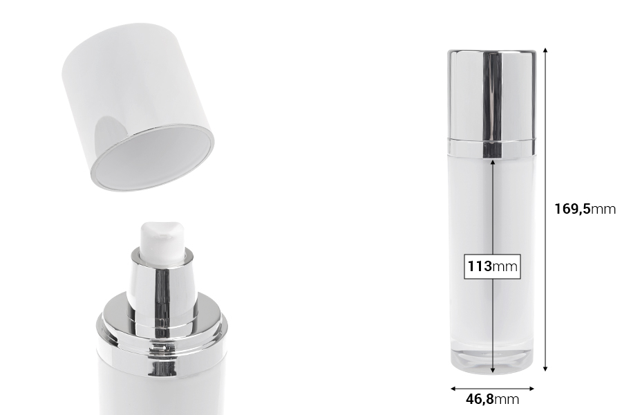 Луксозна акрилна бутилка за многократна употреба 100 мл с помпа за крем и капачка-изображение_размери