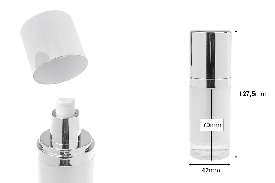 Луксозна акрилна бутилка за многократна употреба 30 мл с помпа за крем и капачка-изображение_размери