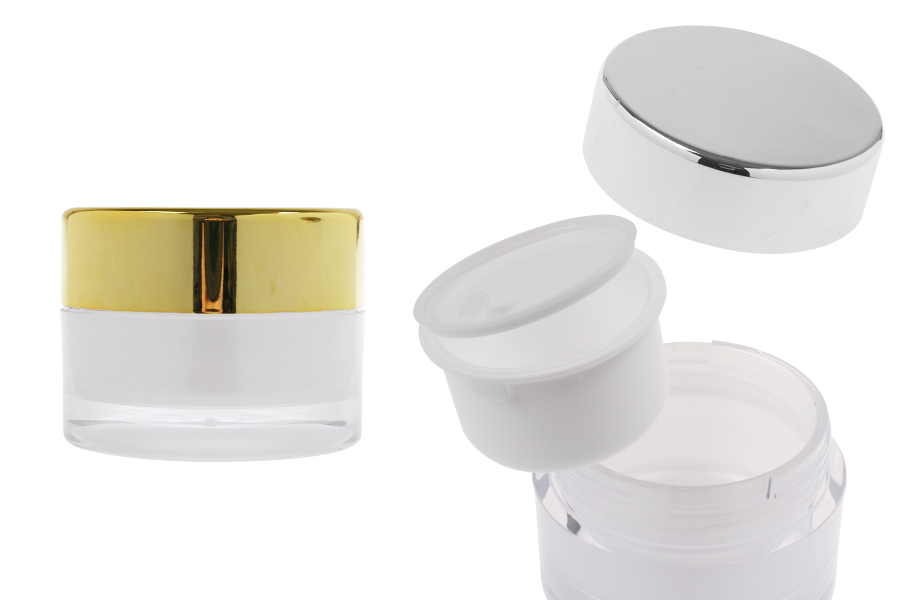 Акрилен буркан за многократна употреба 50 мл за крем с капачка с уплътнител и вътрешна пластмасова вложка-изображение_продукт