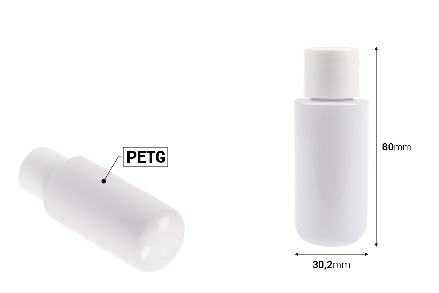 Резервна вътрешна бяла бутилка 30 мл с бяла капачка за код 16-6447.-изображение_размери