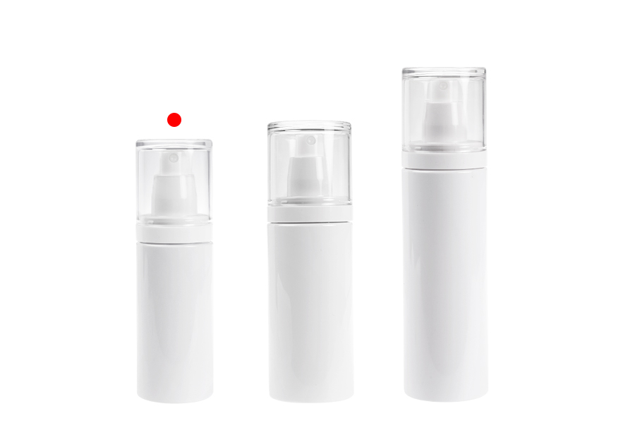 Пластмасова (PET) бяла бутилка 100 мл със спрей помпа и прозрачна капачка-изображение_група