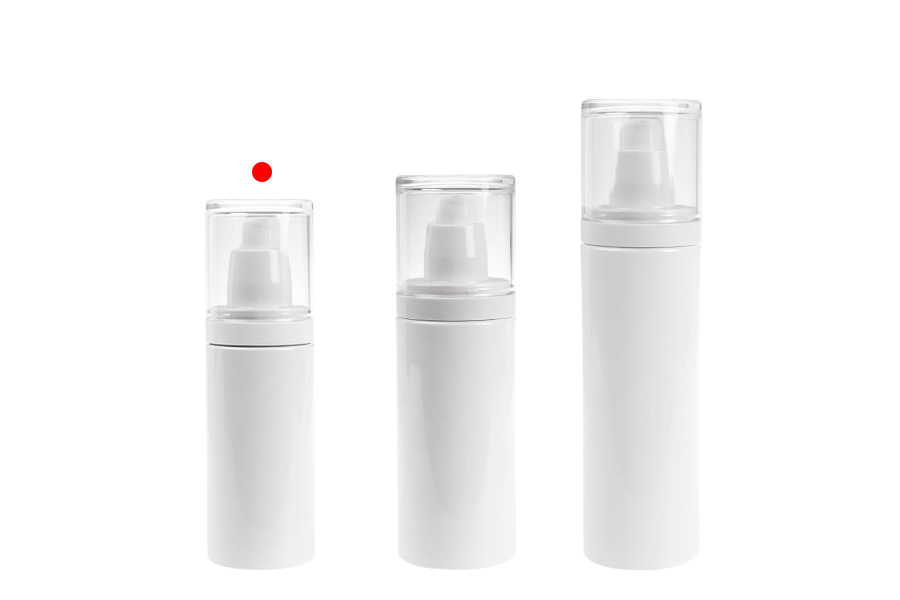 Пластмасова (PET) бяла бутилка 100 мл с помпа за крем  и прозрачна капачка-изображение_група