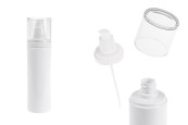 Пластмасова (PET) бяла бутилка 200 мл с помпа за крем и прозрачна капачка-изображение_продукт