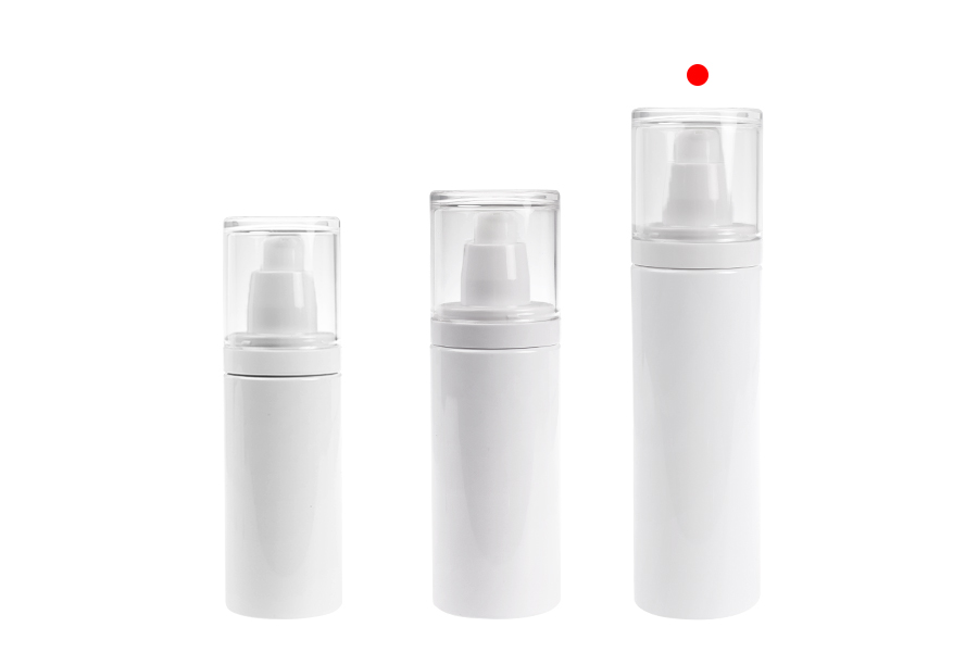 Пластмасова (PET) бяла бутилка 200 мл с помпа за крем и прозрачна капачка-изображение_група