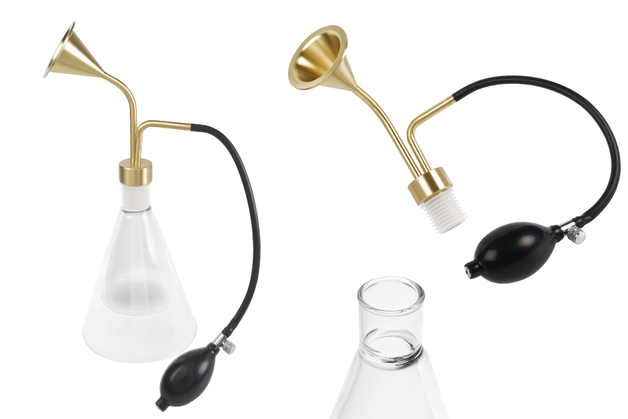 Стъклен съд 300 мл (бутилка) за парфюм или ароматизатори с черен винтидж спрей помпа-изображение_продукт