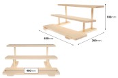 Дървена стойка с размер 400x260x180 мм на 3 нива -изображение_размери