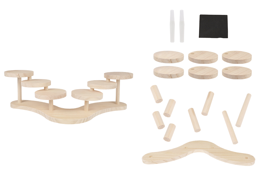 Дървена стойка с размер 467x140 мм (диаметър на всяка основа 110 мм)-изображение_продукт