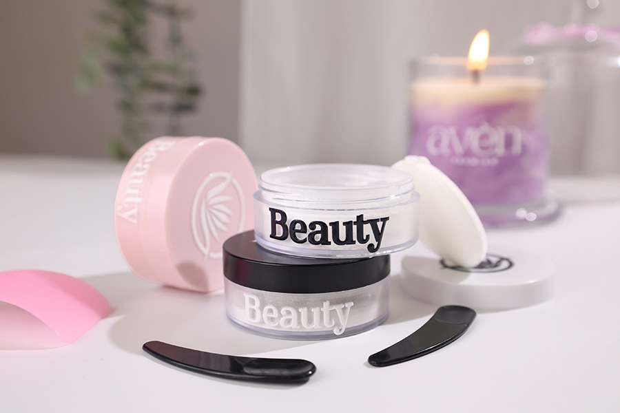 Акрилен розов буркан с розова капачка 8 мл с гъба за пудра - 6 бр.-изображение_група