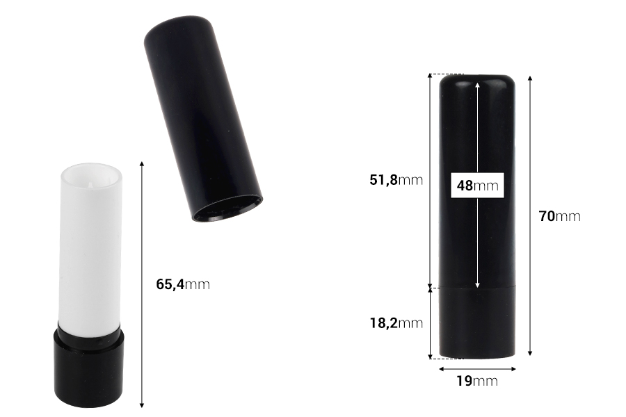 Тубички за балсам за устни 4 мл  - 6 цвята, в опаковка от 10 броя-изображение_размери