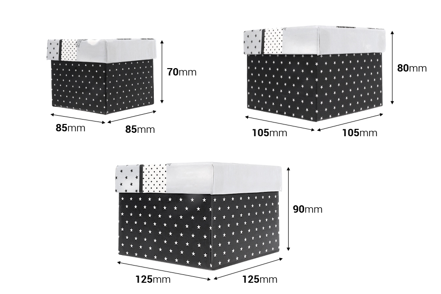 Квадрартни кутии за подарък- 2 модела Париж  (Айфеловата кула) или Лондон -  комплект S-M-L-изображение_размери