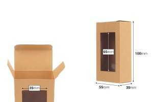 Хартиена крафт кутия за сапун с прозорец, с размери  100x55x30 mm-изображение_размери