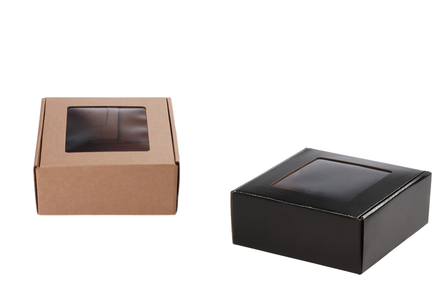 Кутия от крафт хартия с размери 180x180x70 mm с прозорец - 20 бр.-изображение_група