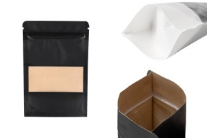 Крафт опаковка тип  Doy Pack, с "цип"  с размери 100x35x150 mm, с прозорец и възможност за термозапечатване - 100 бр.-изображение_продукт