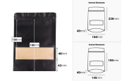 Крафт опаковка тип DOY PACK с размери 160x40x220 mm, с "цип" и с възможност за термозапечатване - 100 бр.-изображение_размери