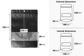 Алуминиеви торбички тип Дой Пак с размер 180x40x260 mm, с цип затваряне и възможност за термозапечатване - 100 бр./пакет-изображение_размери