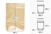 Торбички Doy Pack 200x50x300 мм крафт гръб (14c), прозрачна предна част (8c) със закопчаване "цип" и възможност за запечатване с термозапечатване - 100 бр.-изображение_размери
