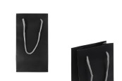 Подаръчна торбичка 110x60x200 мм в черен MAT със сив памучен шнур - 20 бр.-изображение_продукт