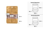 Алуминиеви торбички тип Doy Pack 100x30x150 mm с "цип" затваряне, прозорец и възможност за  термозапечатване  - 100 бр.-изображение_размери