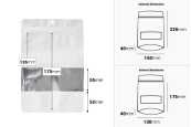Алуминиеви торбички тип Doy Pack 150x40x220 mm с цип, прозорец и термозапечатване - 100 бр.-изображение_размери