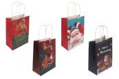 Коледни хартиени подаръчни торбички 150x80x210 мм с дръжка - 12 бр.-изображение_продукт