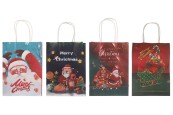 Коледни хартиени подаръчни торбички 150x80x210 мм с дръжка - 12 бр.-изображение_група